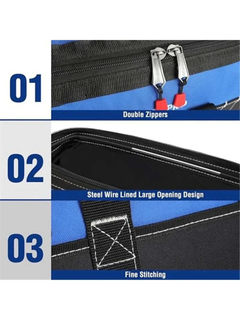 16 Inch Tool Bag Wide Mouth Waterproof Heavy Duty Tool Organizer Tote Bag